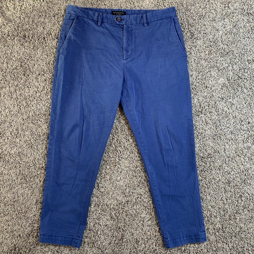 Banana Republic Grayson Pants Mens 34x30 (Fits 34x26.5) Blue Slim Tapered Chino